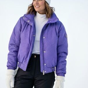 FERA Women’s Ski Coat Size 10 Purple Glitter Polka Dot Vintage 90s Snow Jacket